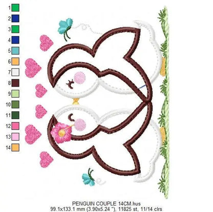 Penguin embroidery design - Animal embroidery designs machine embroidery pattern - love embroidery file - valentines Penguin applique design Marcia Embroidery