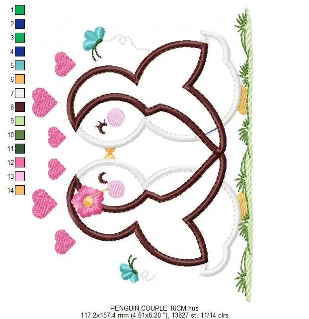 Penguin embroidery design - Animal embroidery designs machine embroidery pattern - love embroidery file - valentines Penguin applique design Marcia Embroidery