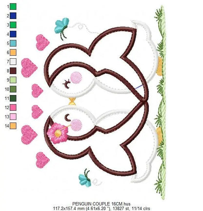 Penguin embroidery design - Animal embroidery designs machine embroidery pattern - love embroidery file - valentines Penguin applique design Marcia Embroidery