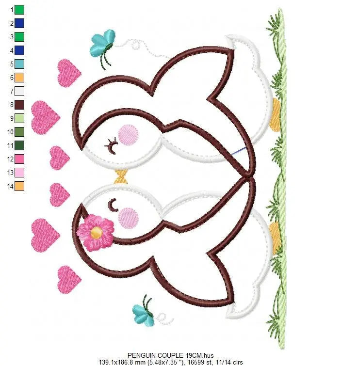 Penguin embroidery design - Animal embroidery designs machine embroidery pattern - love embroidery file - valentines Penguin applique design Marcia Embroidery