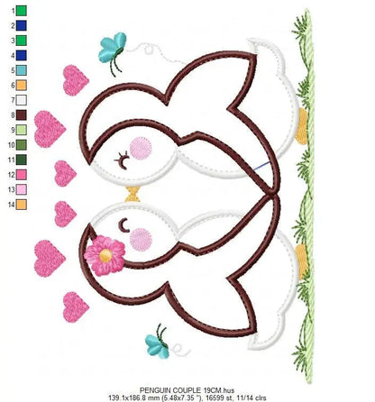 Penguin embroidery design - Animal embroidery designs machine embroidery pattern - love embroidery file - valentines Penguin applique design Marcia Embroidery