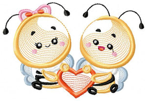 Bee embroidery design - Bees embroidery designs machine embroidery pattern - love embroidery file - girl embroidery Bee couple embroidery