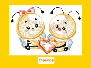 Bee embroidery design - Bees embroidery designs machine embroidery pattern - love embroidery file - girl embroidery Bee couple embroidery