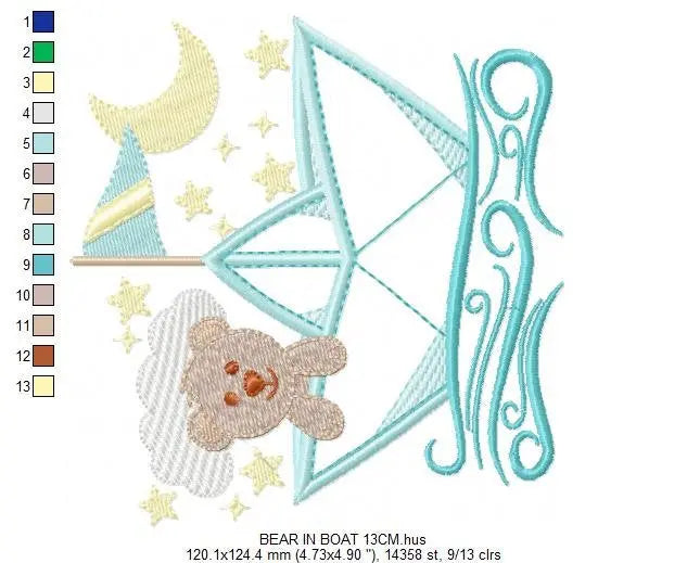 Boat embroidery designs - Sailor embroidery design machine embroidery pattern - sailor bear design - Teddy Bear embroidery nautical boat boy Marcia Embroidery