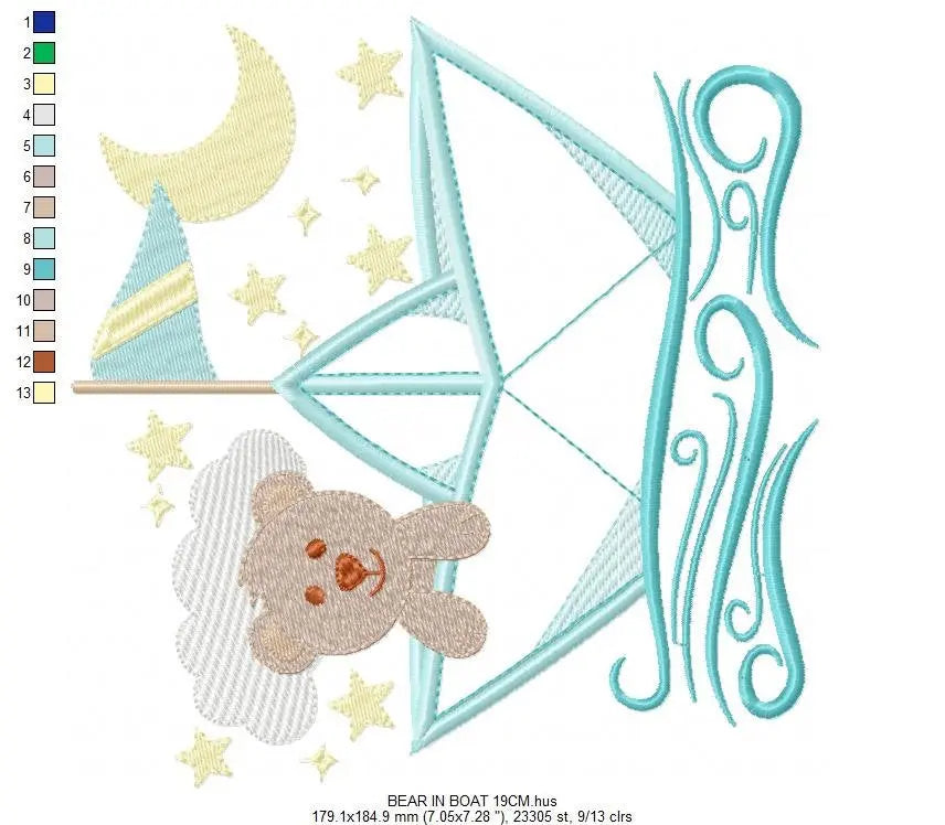 Boat embroidery designs - Sailor embroidery design machine embroidery pattern - sailor bear design - Teddy Bear embroidery nautical boat boy Marcia Embroidery