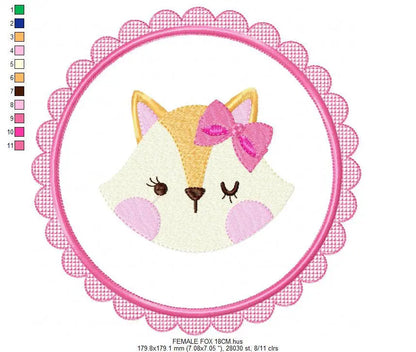 Fox embroidery designs - Red Fox embroidery design machine embroidery pattern - frame embroidery baby girl embroidery file - boy Fox Design Marcia Embroidery