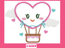 Cargar imagen en el visor de la galería, Balloon embroidery designs - Hot air balloon embroidery design machine embroidery pattern - Sky embroidery Heart embroidery applique design
