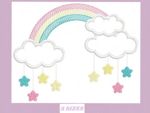 Cloud embroidery design - Rainbow embroidery designs machine embroidery pattern - Baby girl embroidery file - nursery cloud applique digital