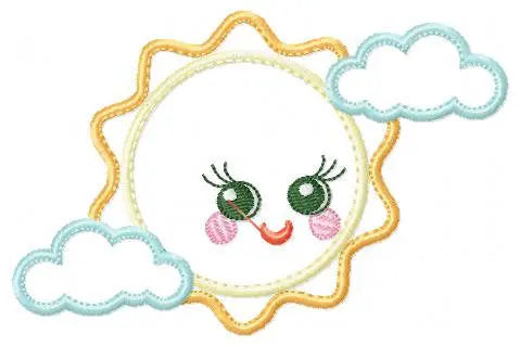 Sun embroidery design - Cloud embroidery designs machine embroidery pattern - baby embroidery file - kid embroidery newborn boy girl sky Marcia Embroidery