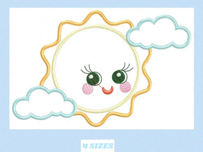 Sun embroidery design - Cloud embroidery designs machine embroidery pattern - baby embroidery file - kid embroidery newborn boy girl sky Marcia Embroidery
