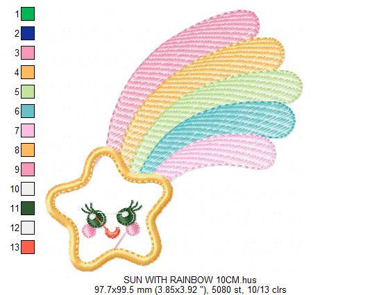 Star embroidery designs - rainbow embroidery design machine embroidery pattern - baby girl embroidery file - kid embroidery burp cloth bib