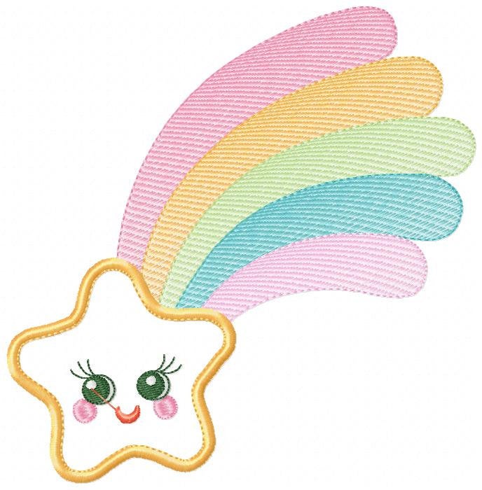 Star embroidery designs - rainbow embroidery design machine embroidery pattern - baby girl embroidery file - kid embroidery burp cloth bib