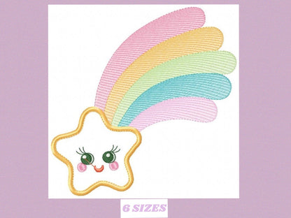 Star embroidery designs - rainbow embroidery design machine embroidery pattern - baby girl embroidery file - kid embroidery burp cloth bib