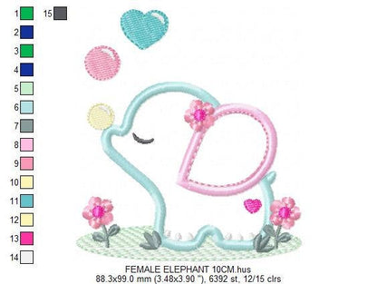 Elephant embroidery designs - Baby shower embroidery design machine embroidery pattern - Animal embroidery file - Elephant applique design