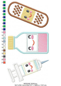 Band aid embroidery design - Pillbox embroidery designs machine embroidery pattern -  emergency medical kit applique -  injection embroidery