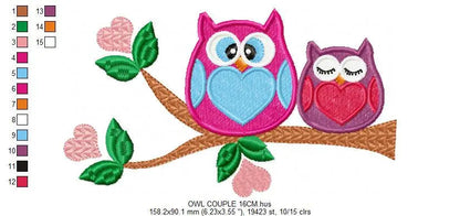 Owl embroidery design - Owl with tree embroidery design machine embroidery pattern - baby embroidery file - bird embroidery owl with branch Marcia Embroidery
