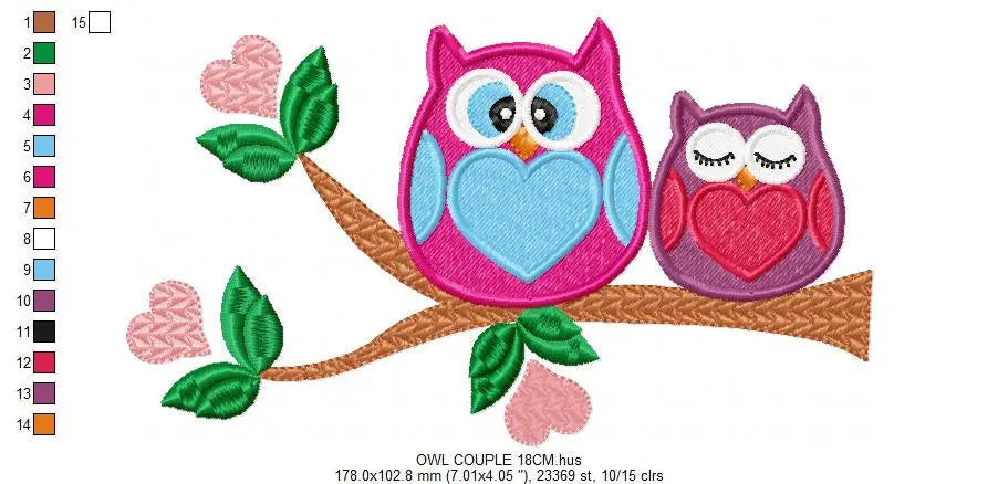 Owl embroidery design - Owl with tree embroidery design machine embroidery pattern - baby embroidery file - bird embroidery owl with branch Marcia Embroidery