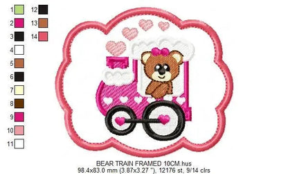 Train embroidery designs - Bear embroidery design machine embroidery pattern - Baby girl embroidery - frame embroidery bear tag embroidery Marcia Embroidery