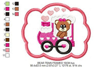 Cargar imagen en el visor de la galería, Train embroidery designs - Bear embroidery design machine embroidery pattern - Baby girl embroidery - frame embroidery bear tag embroidery
