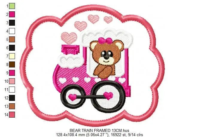 Train embroidery designs - Bear embroidery design machine embroidery pattern - Baby girl embroidery - frame embroidery bear tag embroidery Marcia Embroidery