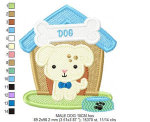 Dog embroidery designs - Doghouse embroidery design machine embroidery pattern - boy kid embroidery file dog design - Dog house baby girl