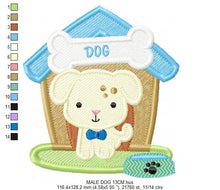 Cargar imagen en el visor de la galería, Dog embroidery designs - Doghouse embroidery design machine embroidery pattern - boy kid embroidery file dog design - Dog house baby girl
