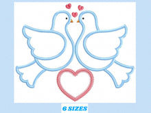 Load image into Gallery viewer, Love pigeons embroidery designs - Bird embroidery design machine embroidery pattern - Bird applique design - love birds embroidery download
