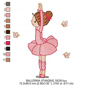 Ballerina embroidery designs - Ballet embroidery design machine embroidery pattern - instant download - filled design girl embroidery dancer