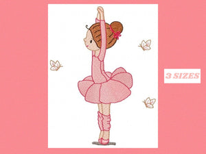 Ballerina embroidery designs - Ballet embroidery design machine embroidery pattern - instant download - filled design girl embroidery dancer