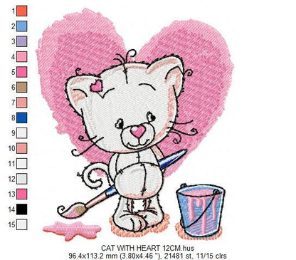 Cat embroidery design - Animal embroidery designs machine embroidery pattern - Kitty embroidery file - baby girl embroidery instant download