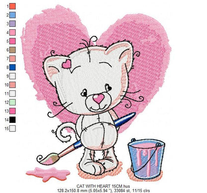 Cat embroidery design - Animal embroidery designs machine embroidery pattern - Kitty embroidery file - baby girl embroidery instant download