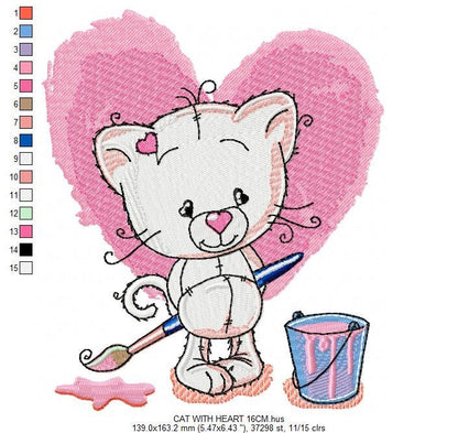 Cat embroidery design - Animal embroidery designs machine embroidery pattern - Kitty embroidery file - baby girl embroidery instant download