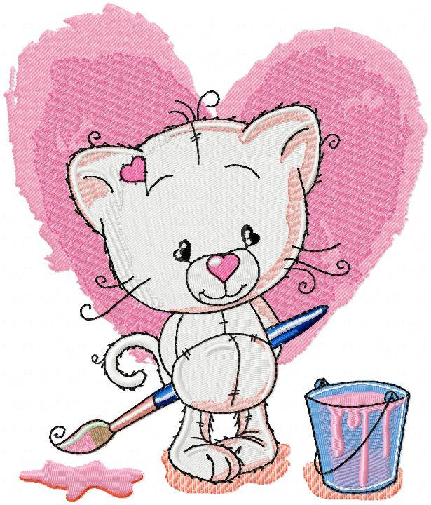 Cat embroidery design - Animal embroidery designs machine embroidery pattern - Kitty embroidery file - baby girl embroidery instant download