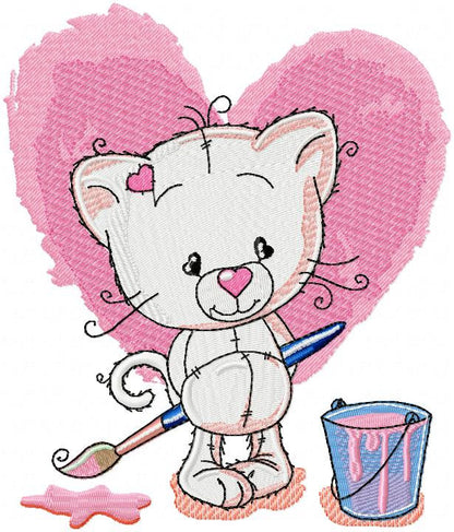 Cat embroidery design - Animal embroidery designs machine embroidery pattern - Kitty embroidery file - baby girl embroidery instant download