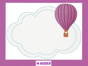 Balloon embroidery designs - Hot air balloon embroidery design machine embroidery pattern - Cloud embroidery Frame embroidery balloon design