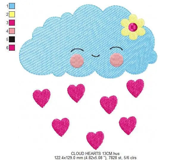 Cloud embroidery design rain embroidery designs machine embroidery pattern baby embroidery file kid embroidery cloud fill stitch design Marcia Embroidery