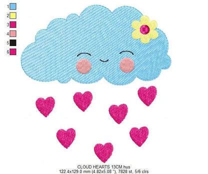 Cloud embroidery design rain embroidery designs machine embroidery pattern baby embroidery file kid embroidery cloud fill stitch design Marcia Embroidery