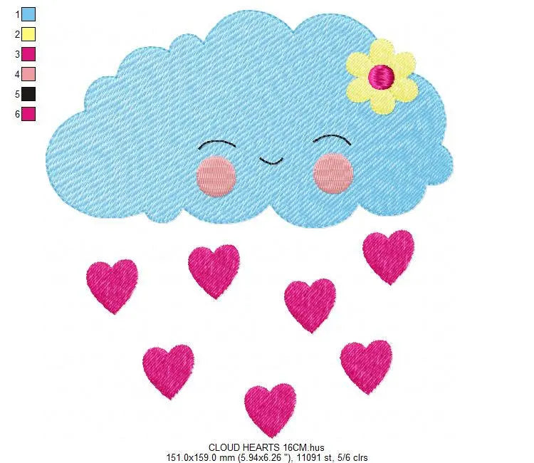 Cloud embroidery design rain embroidery designs machine embroidery pattern baby embroidery file kid embroidery cloud fill stitch design Marcia Embroidery