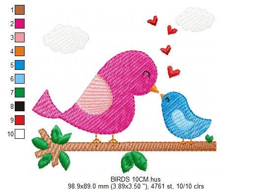 Bird embroidery designs - Birds embroidery design machine embroidery pattern - instant download fill stitch design baby girl embroidery file