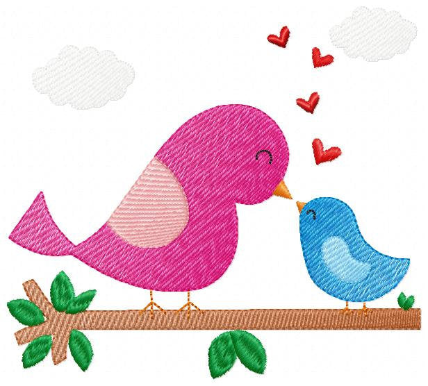 Bird embroidery designs - Birds embroidery design machine embroidery pattern - instant download fill stitch design baby girl embroidery file