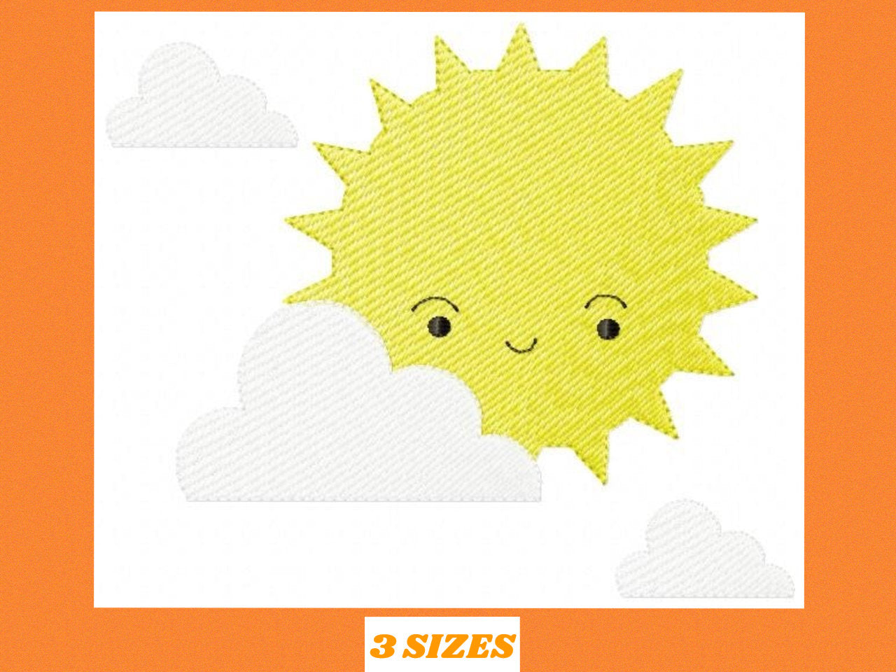 Sun embroidery design - clouds embroidery design machine embroidery pattern - sky embroidery file - kid boy embroidery instant download