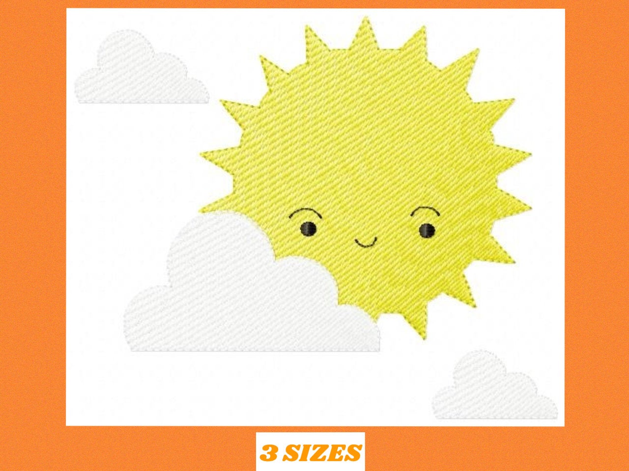 Sun embroidery design - clouds embroidery design machine embroidery pattern - sky embroidery file - kid boy embroidery instant download