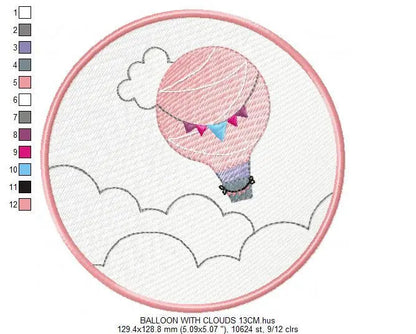 Ballon embroidery designs - Hot air balloon embroidery design machine embroidery pattern - frame embroidery balloon design  instant download Marcia Embroidery