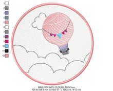 Load image into Gallery viewer, Ballon embroidery designs - Hot air balloon embroidery design machine embroidery pattern - frame embroidery balloon design  instant download
