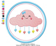 Laden Sie das Bild in den Galerie-Viewer, Cloud embroidery design - Rain embroidery designs machine embroidery pattern - Baby girl embroidery file - frame embroidery cloud pattern
