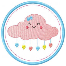 Cargar imagen en el visor de la galería, Cloud embroidery design - Rain embroidery designs machine embroidery pattern - Baby girl embroidery file - frame embroidery cloud pattern
