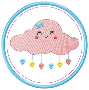 Cloud embroidery design - Rain embroidery designs machine embroidery pattern - Baby girl embroidery file - frame embroidery cloud pattern