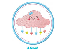 Load image into Gallery viewer, Cloud embroidery design - Rain embroidery designs machine embroidery pattern - Baby girl embroidery file - frame embroidery cloud pattern
