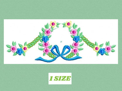 Laurel with flowers embroidery designs - Flower wreath embroidery design machine embroidery pattern - girl embroidery file Lace embroidery Marcia Embroidery