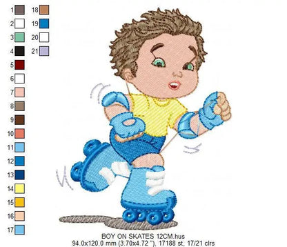 Roller Skater embroidery designs - boy with roller blades embroidery design machine embroidery pattern - Inline Skater embroidery file Marcia Embroidery
